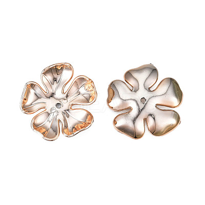 5-Petal Electroplate Opaque Acrylic Bead Caps SACR-T132-01-1