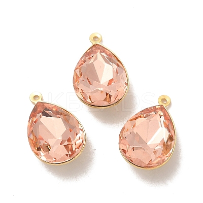 Real 18K Gold Plated Brass with Glass Pendants KK-177-22G-02-1