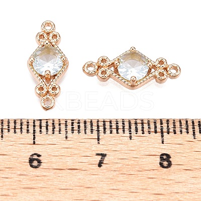 Brass Pave Faceted Glass Connector Charms FIND-T070-03G-1