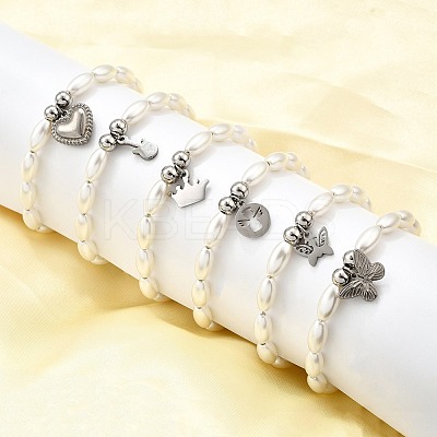 304 Stainless Steel Charm Bracelets for Women BJEW-C098-14P-1