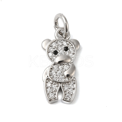 Rack Plating Brass & Clear Cubic Zirconia Pendants KK-S372-16P-1
