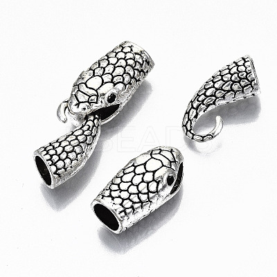 Tibetan Style Alloy Hook and Snake Head Clasps X-TIBE-N011-040AS-RS-1
