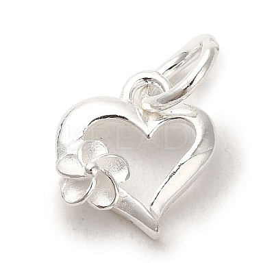 925 Sterling Silver Heart with Flower Charms X-STER-K180-10S-1