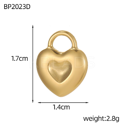 Heart Charms 304 Stainless Steel Pendants STAS-OY004-37G-1