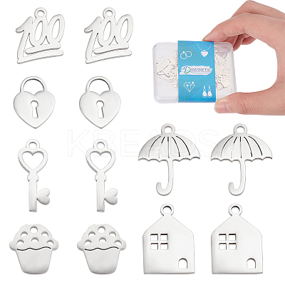 36Pcs 6 Style Stainless Steel Charms STAS-DC0008-62-1