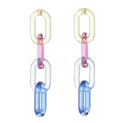 2Pair 2 Color Candy Color Acrylic Cable Chain Tassel Dangle Stud Earrings for Women EJEW-JE04769-1