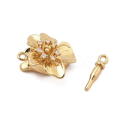 Brass Micro Pave Clear Cubic Zirconia Box Clasps LS-KK-C075-18G-1