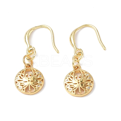 Clear Cubic Zirconia Dragonfly Dangle Earrings EJEW-B017-17G-1