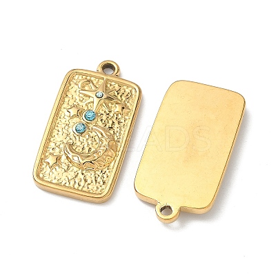 304 Stainless Steel Rhinestone Pendants STAS-L308-02A-G-1