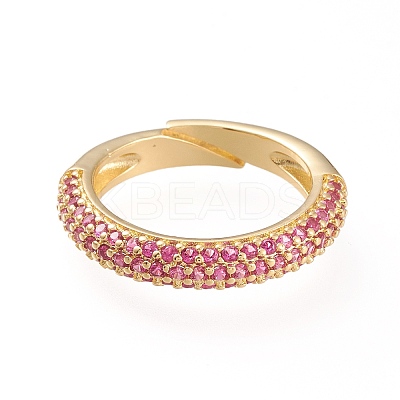 Adjustable Brass Micro Pave Cubic Zirconia Cuff Rings RJEW-L098-007C-G-1