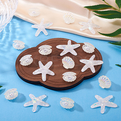 26Pcs 2 Styles UV Plating Ocaen Theme Transparent Resin Cabochons CRES-TA0001-54-1