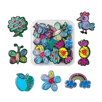 14Pcs 7 Style Transparent Acrylic Pendants KY-LS0001-15-1
