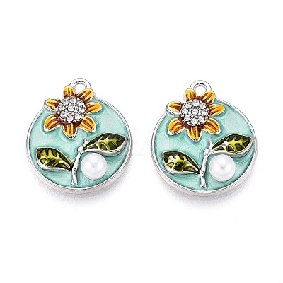 Rack Plating Alloy Rhinestone Enamel Pendants ENAM-N065-15P-1