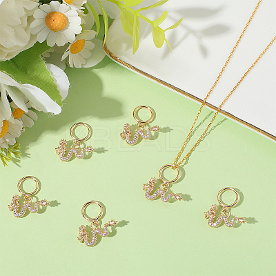 6Pcs Brass Micro Pave Clear Cubic Zirconia Pendants KK-BBC0018-93-1