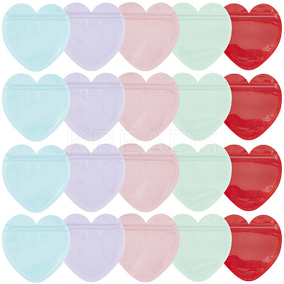 100Pcs 5 Colors Heart Jewelry Zip Top Bag FIND-SP0003-87-1