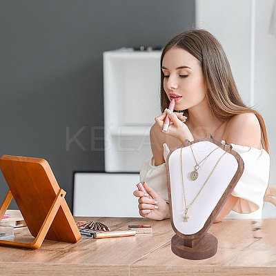 Bust Shaped Wooden Necklace Display Stands NDIS-WH0003-018D-1