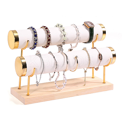 PU Leather 2 T Bar Bracelet Display Rack PW-WG82072-08-1