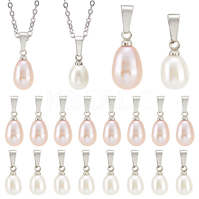 20Pcs 2 Colors Natural Cultured Freshwater Pearl Rice Charms PALLOY-AB00003-1