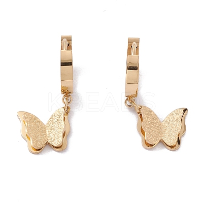 Ion Plating(IP) 304 Stainless Steel Textured Hoop Earrings EJEW-P191-29-1