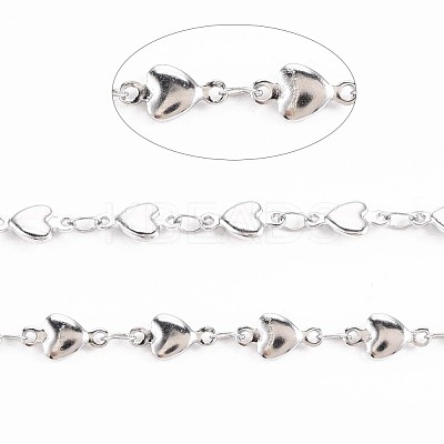 Non-Tarnish 201 Stainless Steel Heart & Oval Link Chains STAS-N092-108-1