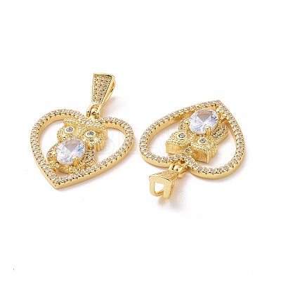 Brass Micro Pave Clear Cubic Zirconia Pendants ZIRC-F134-18G-03-1