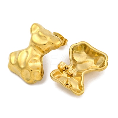 Bowknot Ion Plating(IP) 304 Stainless Steel Stud Earrings EJEW-H013-30G-1