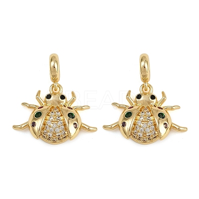 Brass Pave Colorful Cubic Zirconia European Dangle Charms KK-C114-08G-1
