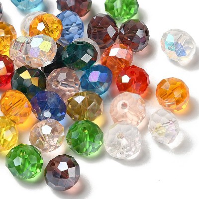 Electroplate Faceted Rondelle AB Color Plated Transparent Glass Beads GLAA-R152-10mm-M2-1