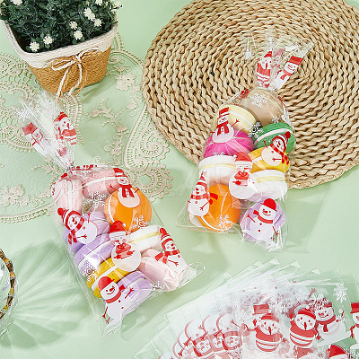 100Pcs Christmas Snowman Printed OPP Cellophane Candy Packaging Bags ABAG-GF0001-41B-1