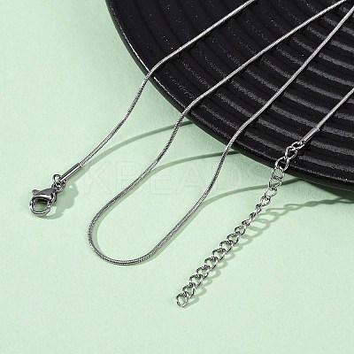 1MM 304 Stainless Steel Round Snake Chain Necklaces NJEW-T016-27P-1