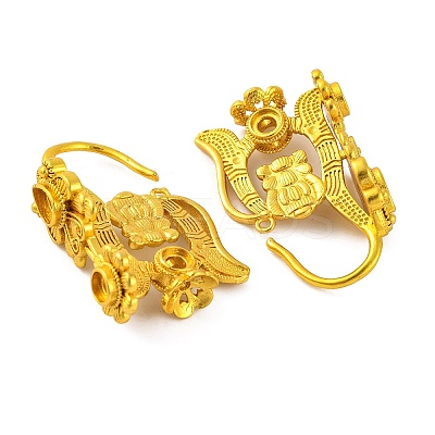 Flower Brass Earring Hooks with Round Tray KK-G502-23B-G-1