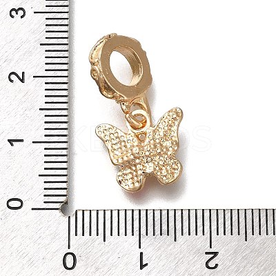Rack Plating Alloy Rhinestone European Dangle Charms PALLOY-P307-09G-1