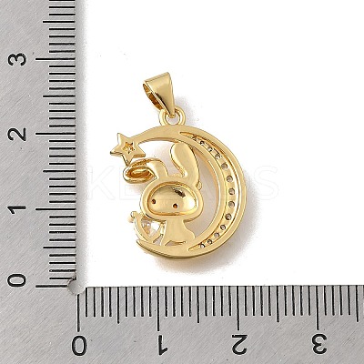 Brass Micro Pave Clear Cubic Zirconia Pendants KK-D431-055G-1