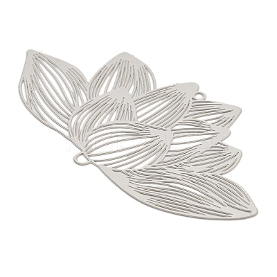 201 Stainless Steel Laser Cut Lotus Flower Links Connector Charms STAS-S147-06-1