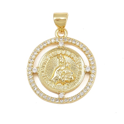 Brass Micro Pave Cubic Zirconia Pendants KK-P323-11G-G01-1