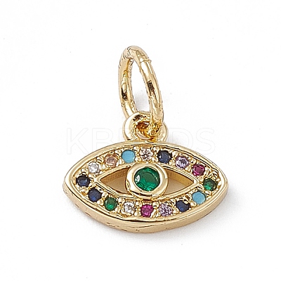 Rack Plating Brass Micro Pave Cubic Zirconia Charms KK-G451-21G-1