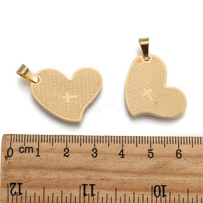 304 Stainless Steel Heart Lord's Prayer Cross Pendants X-STAS-O065-15-1