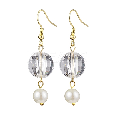 Acrylic Faceted Round Dangle Earrings EJEW-JE05833-1