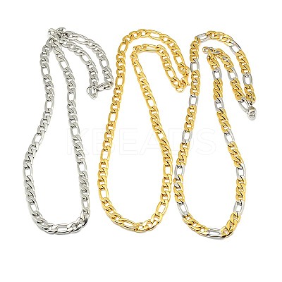 Fashionable 304 Stainless Steel Figaro Chain Necklaces for Men STAS-A028-N020-1