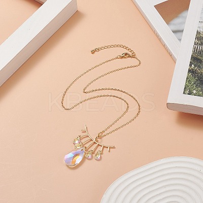 Teardrop Glass Pendant Necklace NJEW-JN04231-1