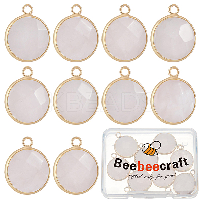 10Pcs Natural Rose Quartz Pendants G-BBC0001-37A-1