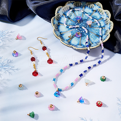108Pcs 6 Styles Imitation Jade & Transparent Spray Painted Glass Charms GLAA-CA0001-39-1