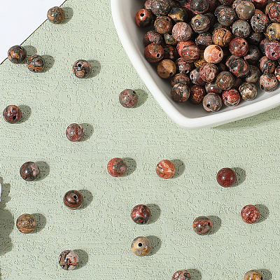 120Pcs Natural Leopard Skin Jasper Beads Strands G-PA0001-22A-1