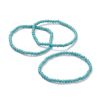 Synthetic Turquoise Beaded Stretch Bracelets BJEW-D446-A-18-1