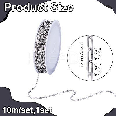 10M 304 Stainless Steel Paperclip Chains CHS-UN0001-33-1