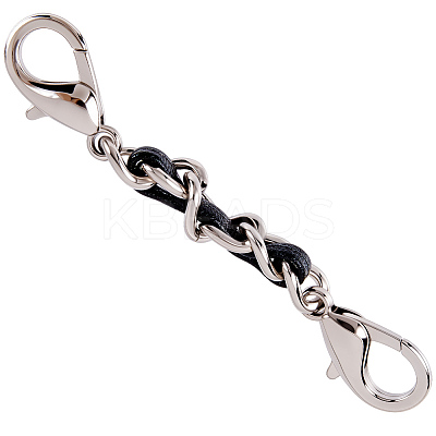1Pc Black PU Leather Alloy Crub Chain Purse Strap Extenders for Purse Making PURS-CL0001-10A-1