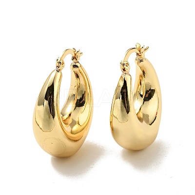 Rack Plating Brass Chunky Hoop Earrings for Women EJEW-G288-35B-G-1