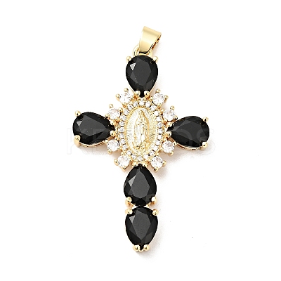 Rack Plating Brass Micro Pave Cubic Zirconia Pendants ZIRC-I059-15G-02-1