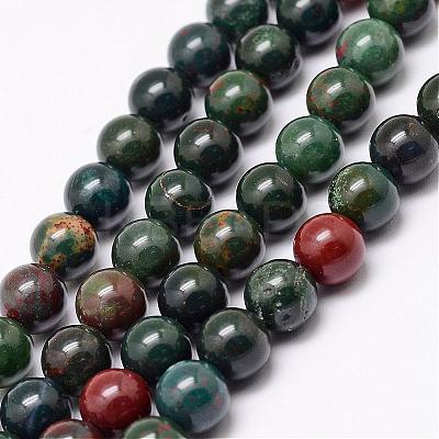 Natural Indian Bloodstone Beads Strands G-P257-07-6mm-1