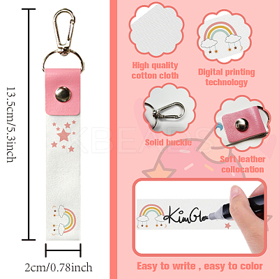 PU Leather & Cotton Name Marker Keychain AJEW-WH0514-011-1